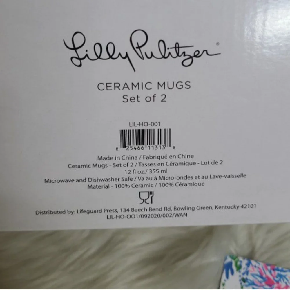 Lilly Pulitzer Mugs Set 2 Blue White Ceramic Floral Brand New Gift Anniversary - Picture 2 of 8